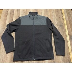 Eddie Bauer Sweater, Men's Size Medium, Black Gray, Full Zip, Pockets